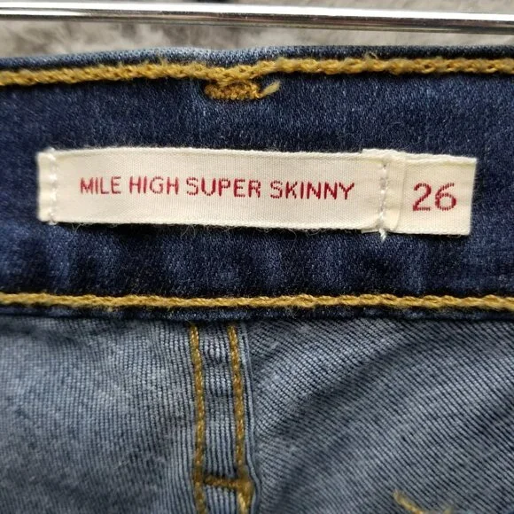Levis Jeans Womens 26 Blue Mile High Super Skinny Premium Stretch Denim - Picture 5 of 16